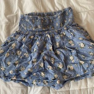 blue floral hollister mini skirt